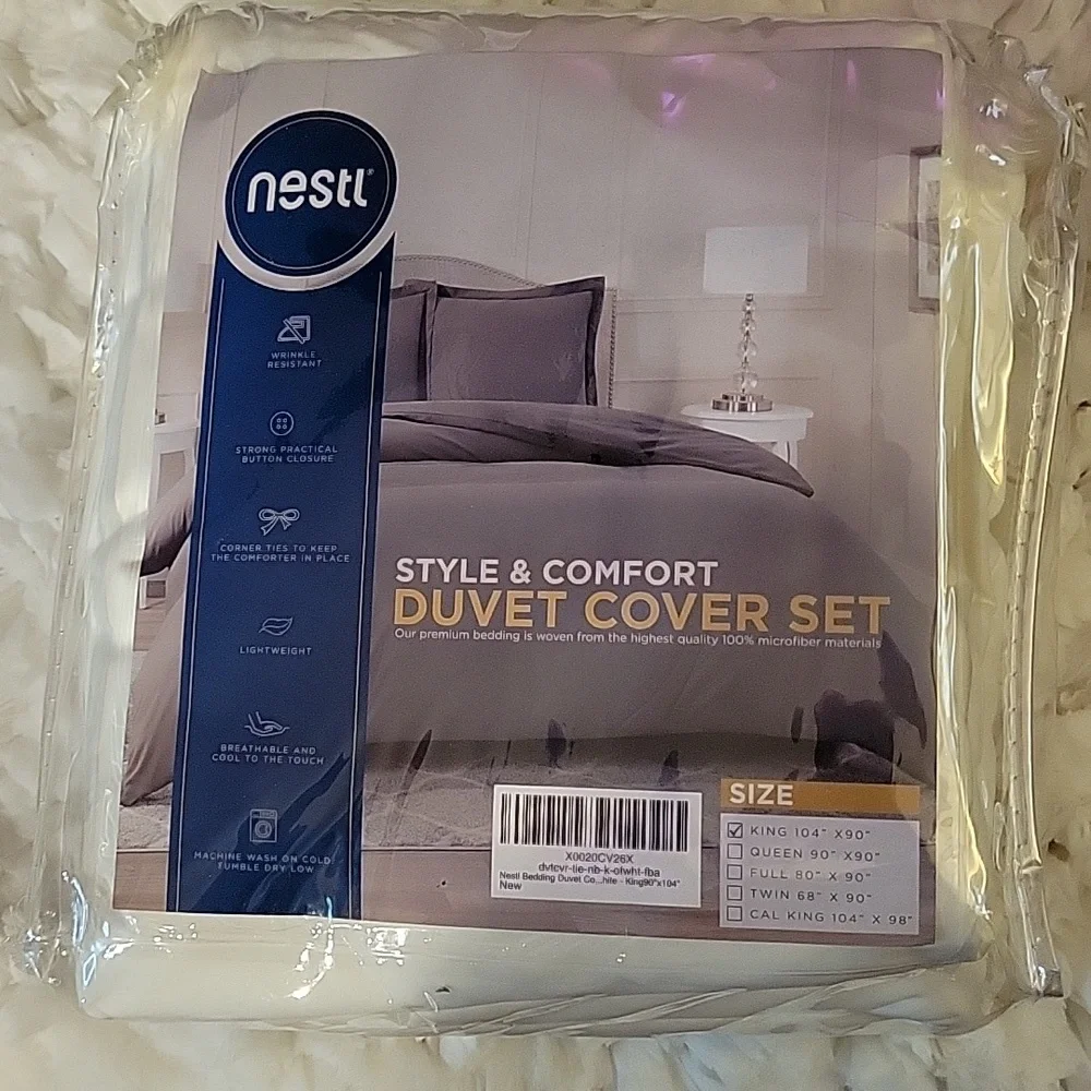Nestl King off white duvet cover set double brushed 3pc 2 shams 104